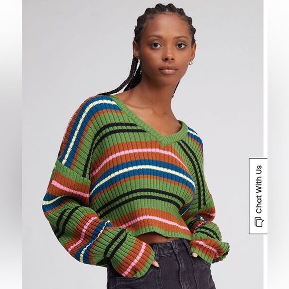 008 PacSun LA Hearts stripe cropped sweater - Picture 1 of 6